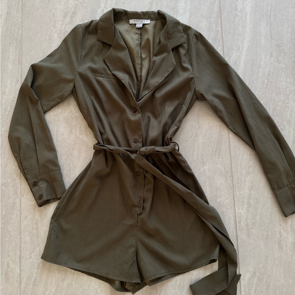 Olive Green Long Sleeve Romper